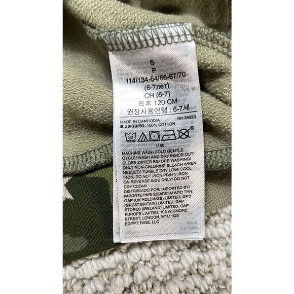 GAP KIDS Green Camo Sweatshirt Dress Girls SIZE S Stars Zipper Accents Cotton - Picture 6 of 8